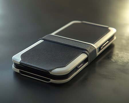 A closed smart mobile phone with a protective case on display