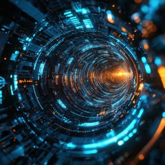 Obraz premium Scifi inspired quantum core generating infinite computing power, futuristic AI and machine learning revolution