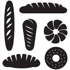 set vector various bread silhouettes