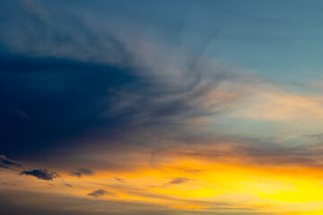 Fototapeta premium Hazy sky view at sunset. Air pollution concept photo.