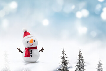 雪山と雪だるま