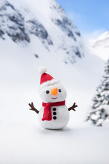 雪山と雪だるま