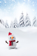 雪山と雪だるま