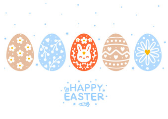 Greeting card with Easter eggs isolated on white background for Your spring holiday design 3