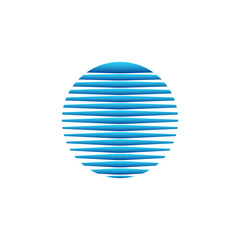 Retro circle design inspired by the eighties and nineties, showcasing a blue sun with a geometric style. perfect for vintage-themed visuals.