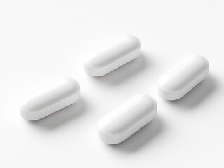 White capsules arranged on a neutral background for health focus