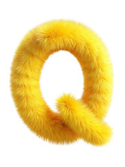 Fototapeta premium Hyper-Realistic Yellow Fluffy Fur Letter on White Background, Warm Golden Lighting, Playful Pastel Tones, High-Resolution Honey Core Style