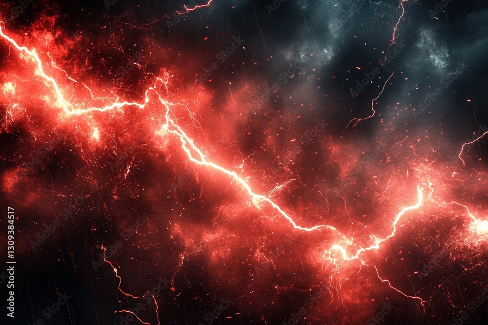 Fototapete Explosive display of chaos with red and black energy in an electrifying abstract background Generative AI