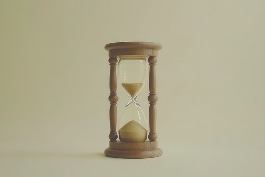 Classic Wooden Hourglass on Soft Neutral Background