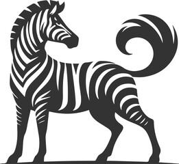 Zebra standing with its tail swishing animal silhouette