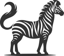 Zebra standing with its tail swishing animal silhouette