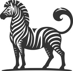 Zebra standing with its tail swishing animal silhouette
