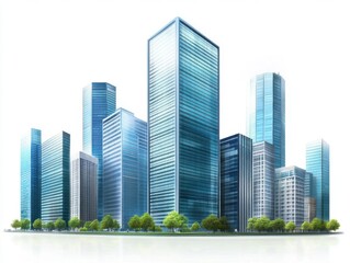 Fototapeta premium Modern skyscrapers on a white background. City landscape. Vector illustration.