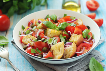 Panzanella salad, traditional dish of Italian cuisine	