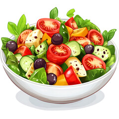 salad cartoon isolated on white background full depth of field 