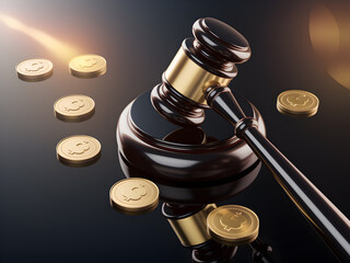 gavel and coins