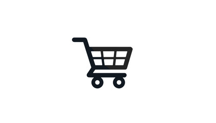 Minimalist black shopping cart icon.