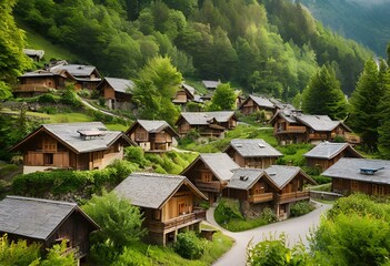 Naklejka premium Mountain Village Retreat