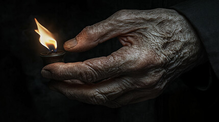 close-up of hands holding a lamp