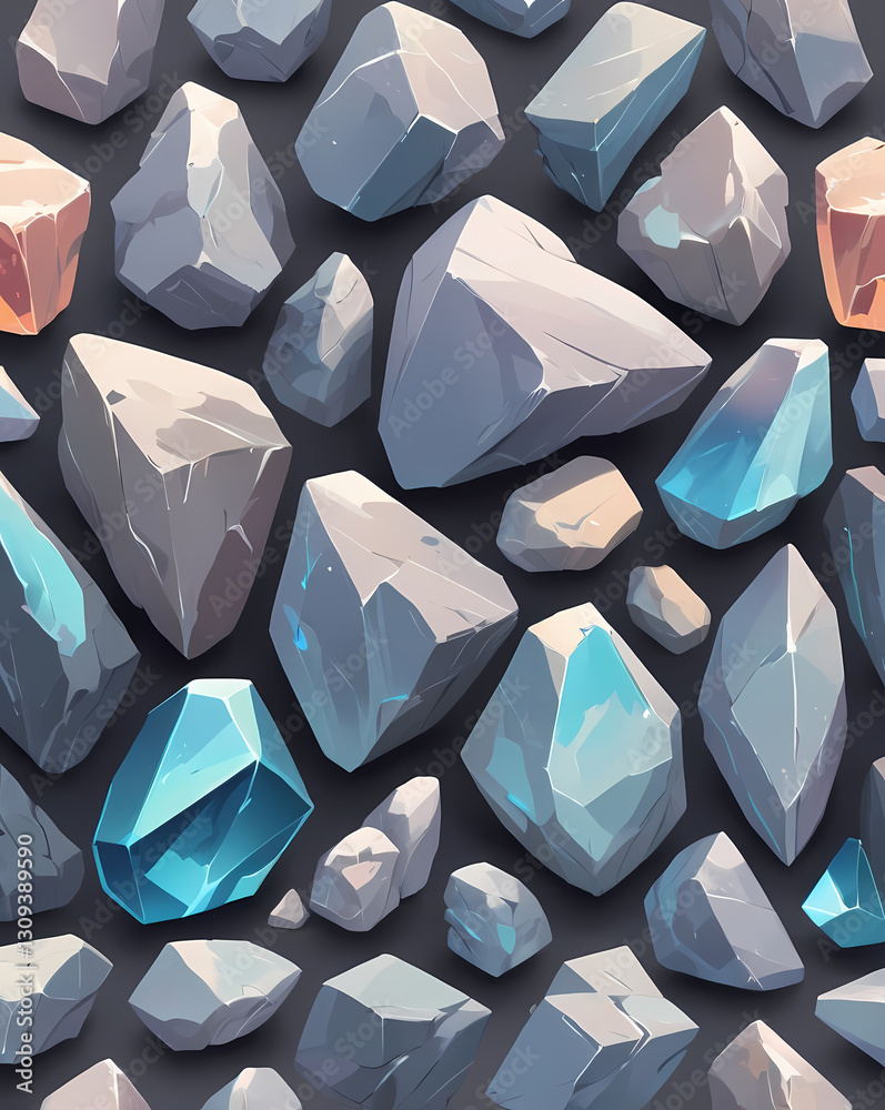 Aufkleber a collection of various rocks, different shapes, sizes, and colors, create an interesting pattern