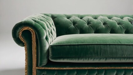 green warm sofa in white background for photoshoot