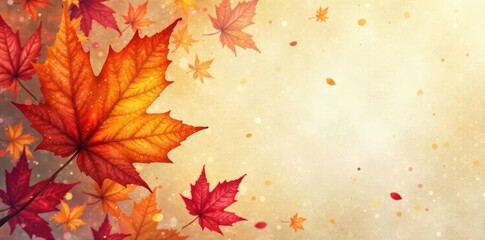 Fototapeta premium Abstract vintage watercolor leaf texture, fall colors , seasonal, yellow, nature