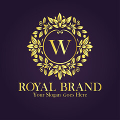 Letter W golden flower logo vector illustration.