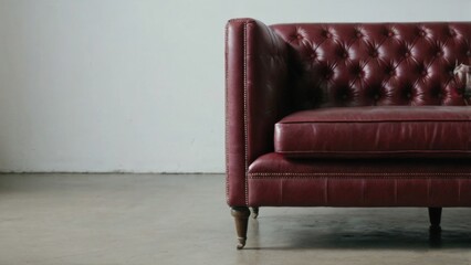 maroon sofa and the background is white