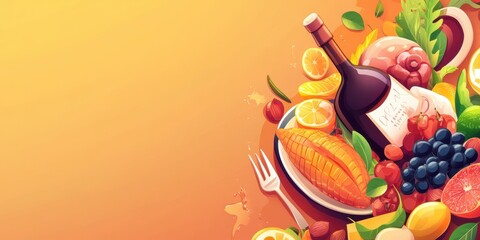 Fototapeta premium Delicious dinner setting Banner
