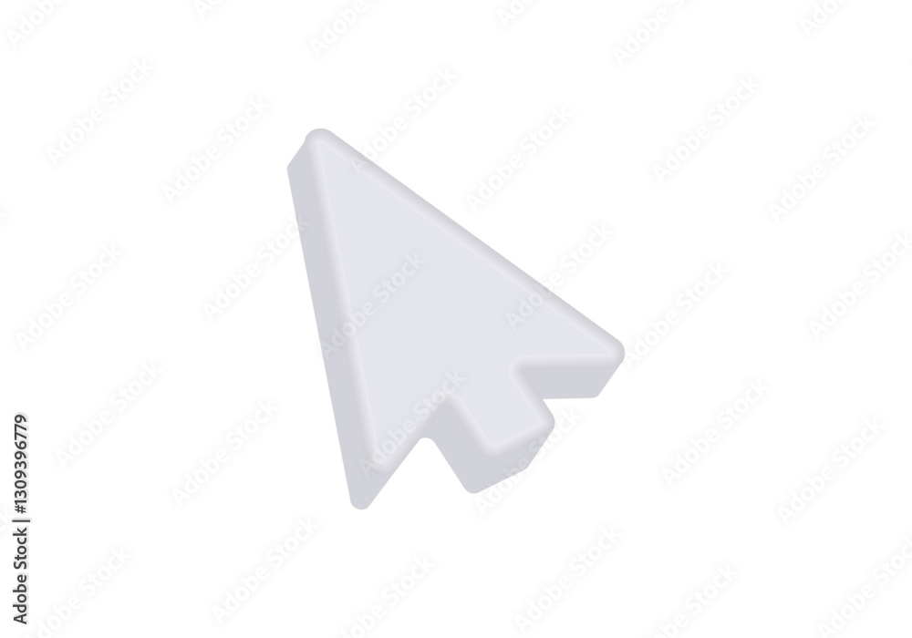 Poster clean and minimal 3d cursor arrow icon, ideal for digital and user interface designs.