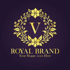 Luxury Gold Monogram Logo - Letter V
