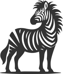 Zebra standing and turning its head backward animal silhouette
