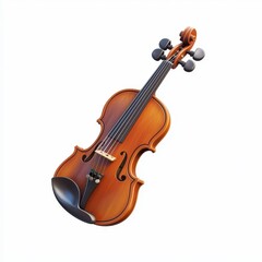 Fototapeta premium Realistic 3D Icon Cartoon of a Classic Violin with a Wooden Bow isolated on clear white background