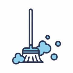 Modern Broom and Dust Vector Illustration.