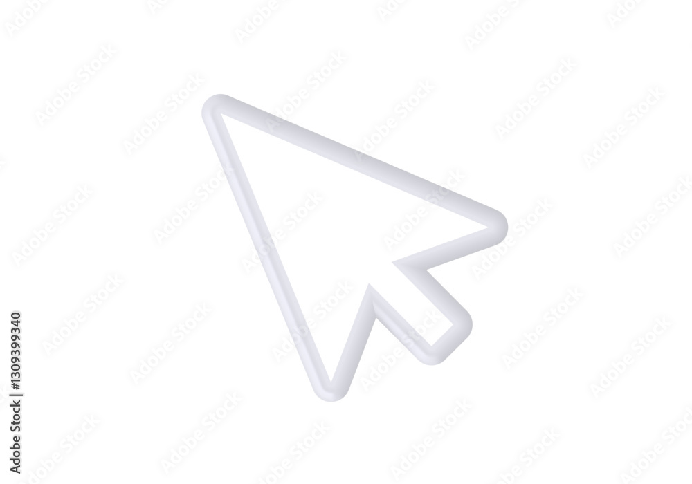 Poster a clean, 3d representation of a computer cursor arrow pointing right, symbolizing technology and nav