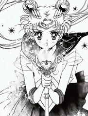 Obraz premium Girl with Twin Tails and Wand in Starry Background