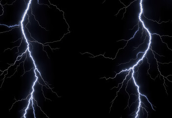 display of nature power: vibrant lightning bolts illuminate dark dramatic sky Intense energy release