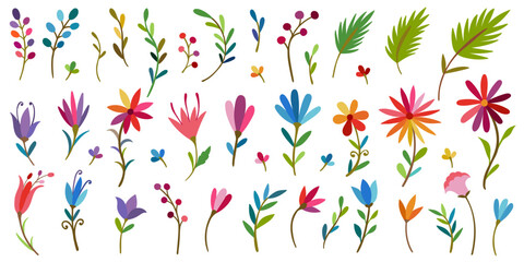 Festive Mexican floral motif. Colorful Mexican Traditional Textile Embroidery Style. Mexican traditional Otomi style embroidery elements,