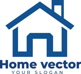 Blue House Logo Vector Design Simple and Clean Home Vector Illustration with Customizable Slogan  Real Estate Branding