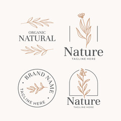 Set of botanical logo with leaves vector