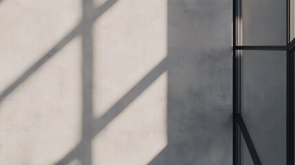 Fototapeta premium Abstract architectural interior with sunlight and shadows on a textured wall design