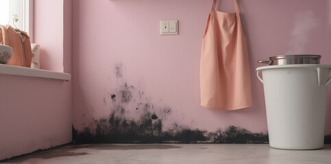 Mold and Dampness on Pink Wall