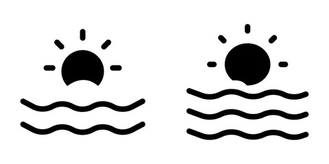 Modern Sun & Waves Icon Design Symbol Set