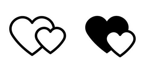 Modern Two Interlocked Hearts Icon Design Symbol Set