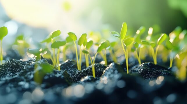 A detailed 4K timelapse of seedlings sprouting, captured in a dynamic and immersive shot. The animation highlights the energy of new life breaking through the soil, isolated on white background