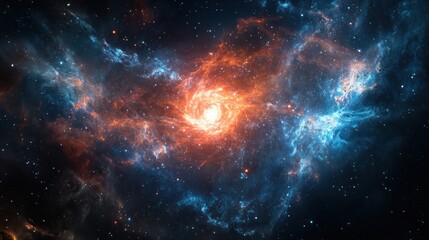 Fototapeta premium Vibrant cosmic nebula featuring swirling clouds of gas and stellar light