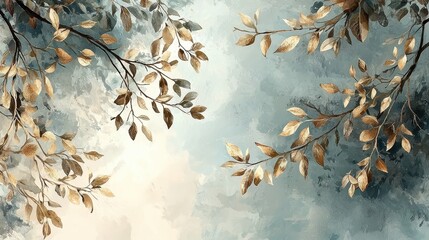 Autumn leaves, painted sky, nature's art