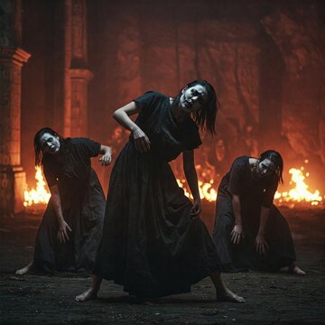 butoh dancers in black from the hell