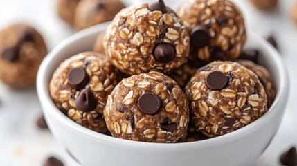 Obraz premium Homemade Oatmeal Energy Balls with Chocolate Chips