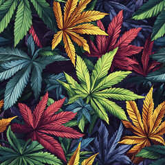 Fototapeta premium Multicolored Cannabis Leaf Background Art